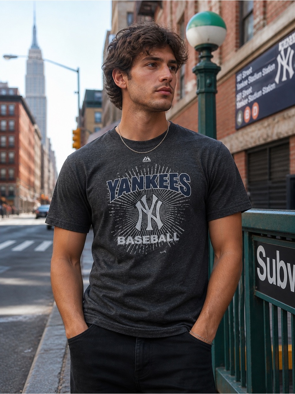 Majestic- Gray -  NY Yankees T-shirt- Medium
